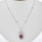 18K White Gold 4.12 ctw GIA Pear Ruby & Diamond Halo Pendant By the Yard Necklac