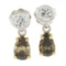 New 14K TT Gold 1.42 ctw Fancy Brown & White Diamond Tear Drop Dangle Earrings