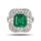 4.15 ctw Emerald and 1.38 ctw Diamond Platinum Ring (GIA CERTIFIED)