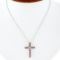 NEW 14K White Gold 1.70 ctw Round Ruby & Diamond Cross Pendant Chain Necklace