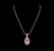 14KT Rose Gold 32.47 ctw GIA Certified Kunzite and Diamond Pendant With Chain