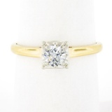 Vintage 14k Gold 0.38 ctw Old Cut Illusion Set Diamond Solitaire Engagement Ring