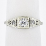 Antique Art Deco 18k Gold 0.29 ctw Old European Diamond 3 Stone Engagement Ring