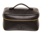 Chanel Black Caviar Leather Vanity Case Bag