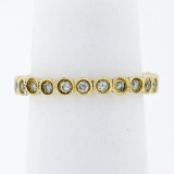 14k Yellow Gold 0.92 ctw Round Milgrain Bezel Set Diamond Eternity Band Ring Sz