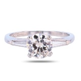 1.50 ctw K COLOR SI3 CLARITY CENTER Diamond Platinum Ring (1.78 ctw Diamonds)