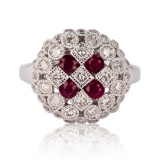 0.66 ctw Ruby and 0.70 ctw Diamond Platinum Ring