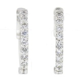 NEW Classic 14k White Gold 0.60 ctw 20 Round Diamond 18.5mm Huggie Hoop Earrings
