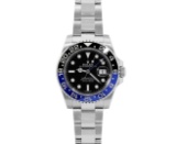 Rolex Mens Stainless Steel Batman GMT Master 2 With Rolex Box And Card