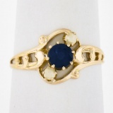 Antique 10k Gold Ostby & Barton Co. Round Sapphire w/ Pearls Original Ring