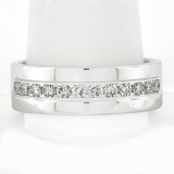 Men's 14K White Gold 0.60 ctw Round Brilliant Cut Channel Set Diamond Band Ring