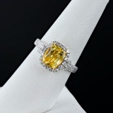 3.09 ctw UNHEATED Yellow Sapphire and 0.43 ctw Diamond 18K White and Yellow Gold