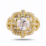 2.60 ctw G COLOR I1 CLARITY CENTER Diamond 18K Yellow Gold Ring (2.60 ctw Diamon