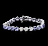 14KT White Gold 9.20 ctw Tanzanite and Diamond Bracelet