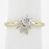 14K Yellow Gold 0.67 ctw Prong Round Solitaire w/ Marquise Diamond Spray Ring