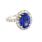 3.70 ctw Tanzanite & Diamond Ring - 14KT White Gold