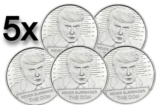 Donald Trump Mugshot Fine Silver Coin BUNDLE (5)