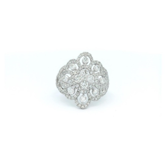 14kt WG Diamond Cluster Flower Ring