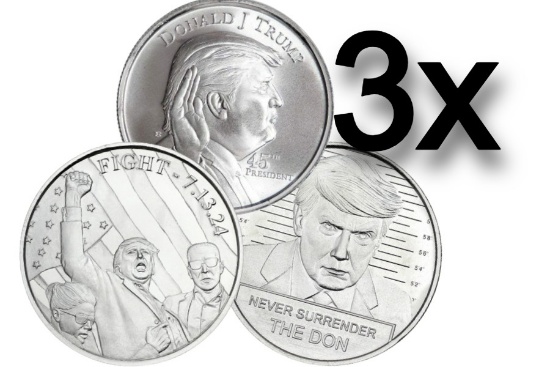 Donald Trump 1oz .999 Fine Silver Coin Assorted SET (3)