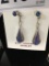 Zuni Sterling Silver Drop Earrings w/ Opal Inlaid