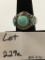 Sterling Signed Ring w/ Blue Stone sz 7