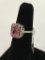 Sterling Silver Ring w/ Pink Stone sz 5