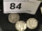 3 Mercury Silver Dimes - (2) 1944,1943,