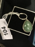 Sterling Pendant Frame w/ Diamond Cut Green Stone