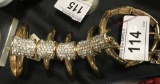 Gold Toned w/ Rhinestone Arm Bracelet w/ Ring