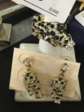 Rhinestone Leopard Earrings and Rings