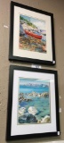 Framed Canoe & Lake Watercolors By B. Kallestad