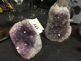 2 Amethyst Crystal Geodes Tallest 6 3/4