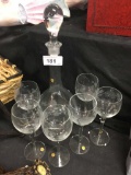 6 Etched Glasses and Etched Decanter from