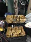 2 Tier Basket Stand Metal and Reed   3ft Tall