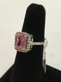 Sterling Silver Ring w/ Pink Stone sz 5