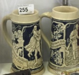 2 German Mugs Missing Stein Lids