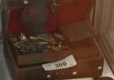 Vintage jewelry box with jewelry