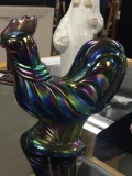 Irridescent Fenton Rooster Chipped Base