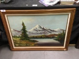 Large Mountain Lake Painting