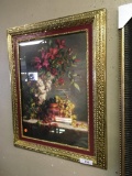 Framed Flowers & Grapes Picture