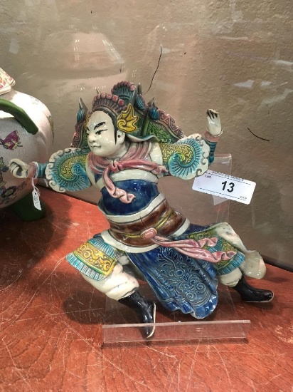 Pottery Asian Warrior Wall Art 10" Tall