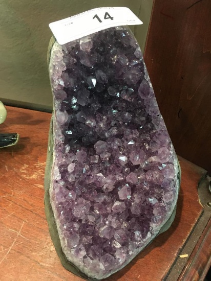 Amethyst Crystal Geode Polished Side  6" Tall