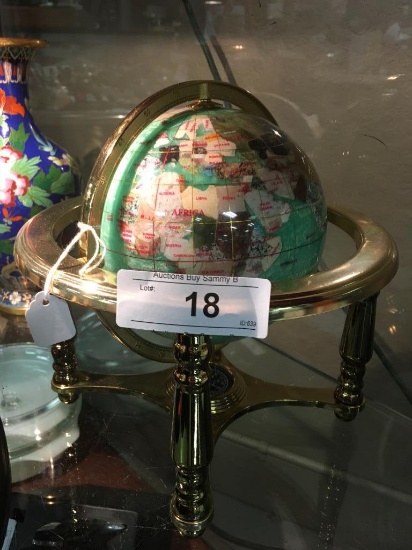 Green Table Top Globe w/ Gems 10" Tall