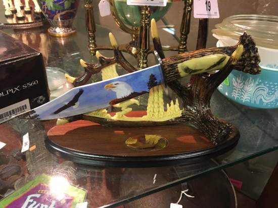 Eagle Picture Knife on Stand