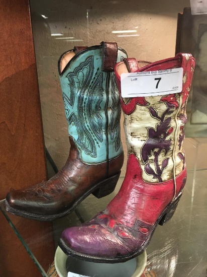 2 Resin Cowboy Boot Planters New