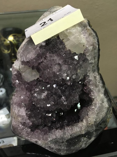 Amethyst Crystal Geode Polished Sides  5 3/8" Tall