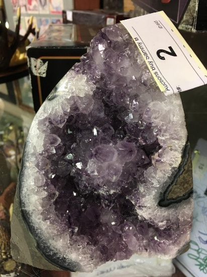 Amethyst Crystal Geode Polished Sides 6" Tall