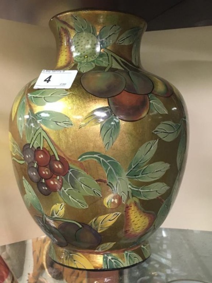 Fruit Pattern Vase  11" Tall