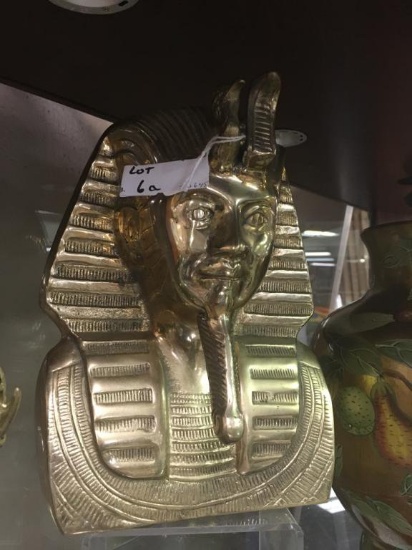 Brass Tutankhamun Bust  9 3/4" Tall