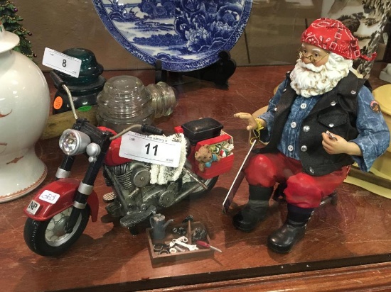 Biker Santa, Motorcycle and Repair Tray